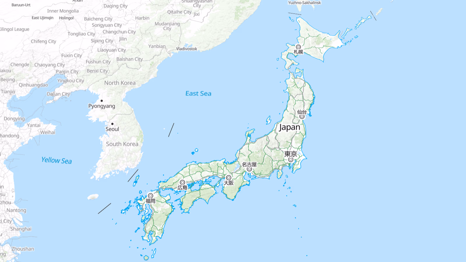 MapTiler's Japan map style with data from GSI and MapTiler Planet