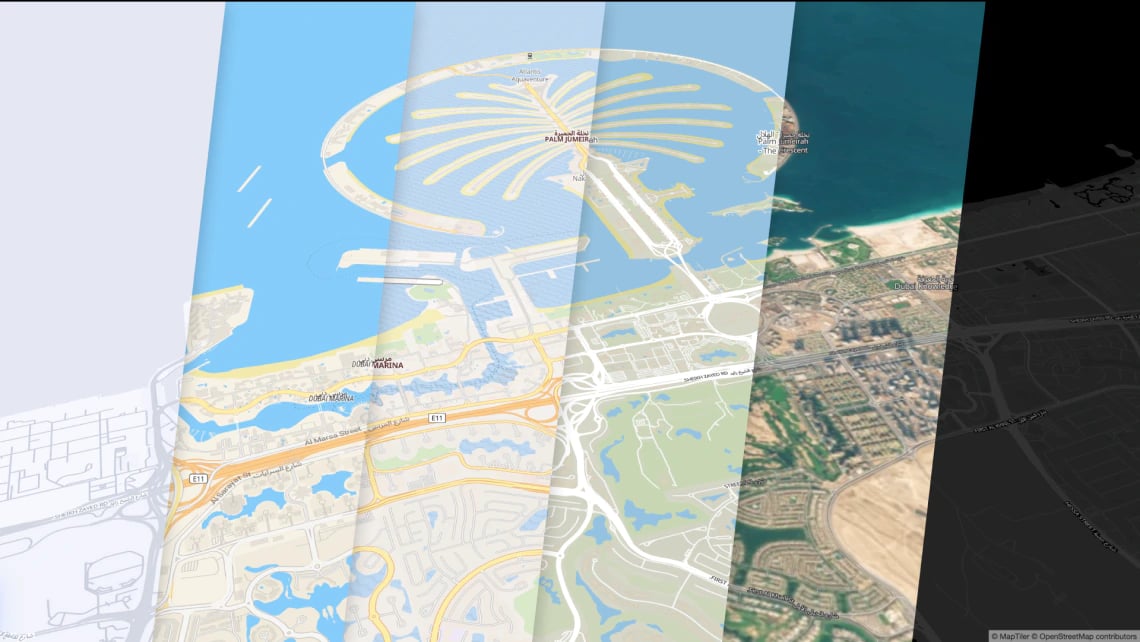 Basemaps of UAE with various map styles