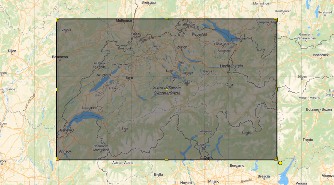 bounding box defining boundaries of a map