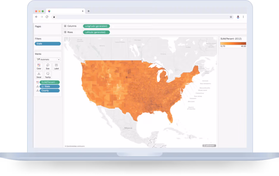 Tableau software with a custom map