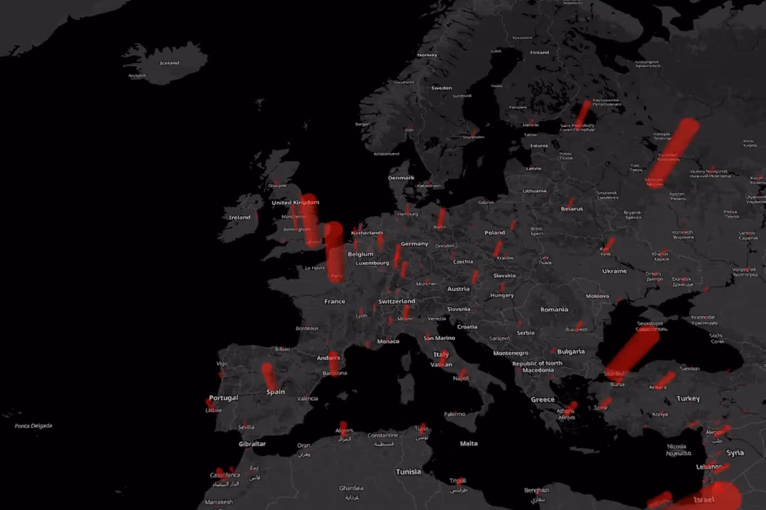 Dark map with data on top