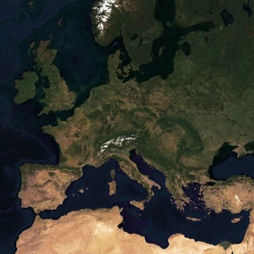 Satellite Plain map of Europe