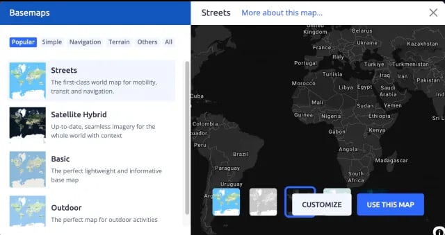 Step 3 choose light/dark variant of map on MapTiler Cloud