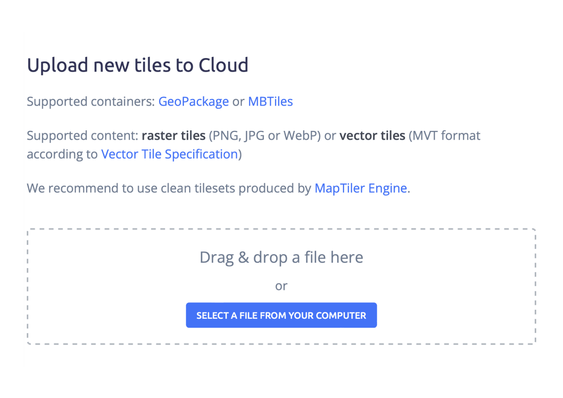 Upload geodata to cloud hosting