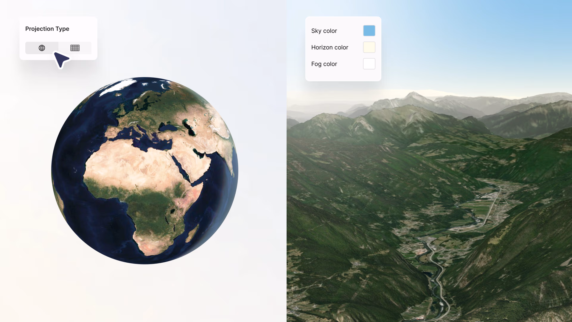3d globe projection atmosphere adjustments